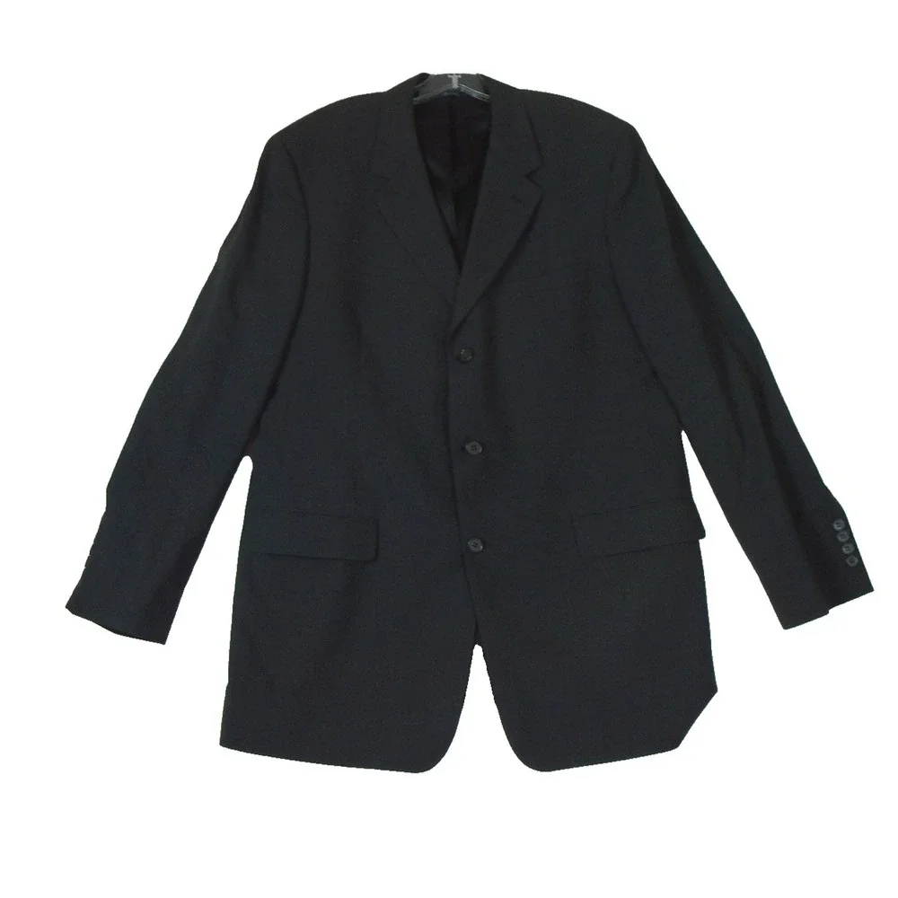 Brooks Brothers 100% Worsted Wool Blazer Jacket‎ Black Sz 43 L Union Made USA
